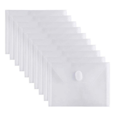10PCS/Set 14x19 CM Clear Plastic Small Envelopes with Hook & Loop Ploy Envelope for Receipe/Check/ Cards/ Photos/ Dies & Stamp