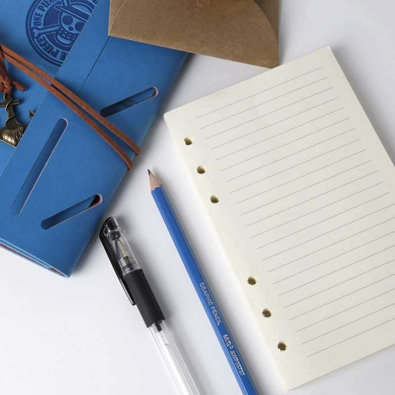 2 pakuotės A6 užpildomas linijinis popierius, 6 skylių įdėklai 80 lapų (160 puslapių), skirti A6 pildomam segtuvui žurnalams Užrašų planavimo priemonė