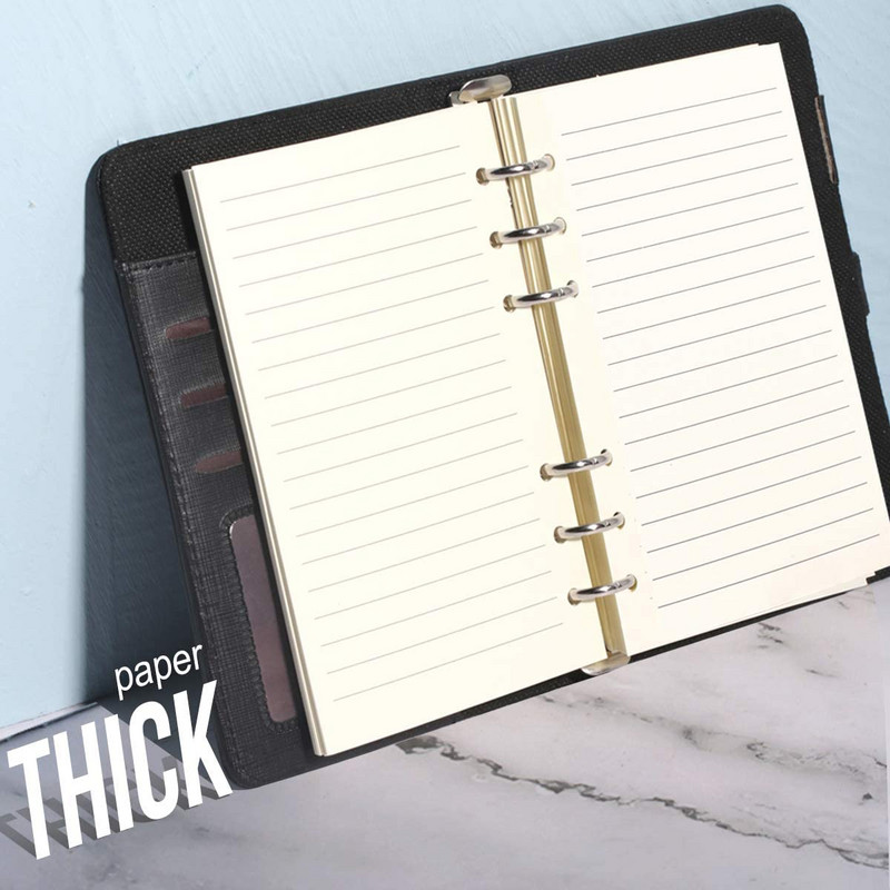 2 pakuotės A6 užpildomas linijinis popierius, 6 skylių įdėklai 80 lapų (160 puslapių), skirti A6 pildomam segtuvui žurnalams Užrašų planavimo priemonė