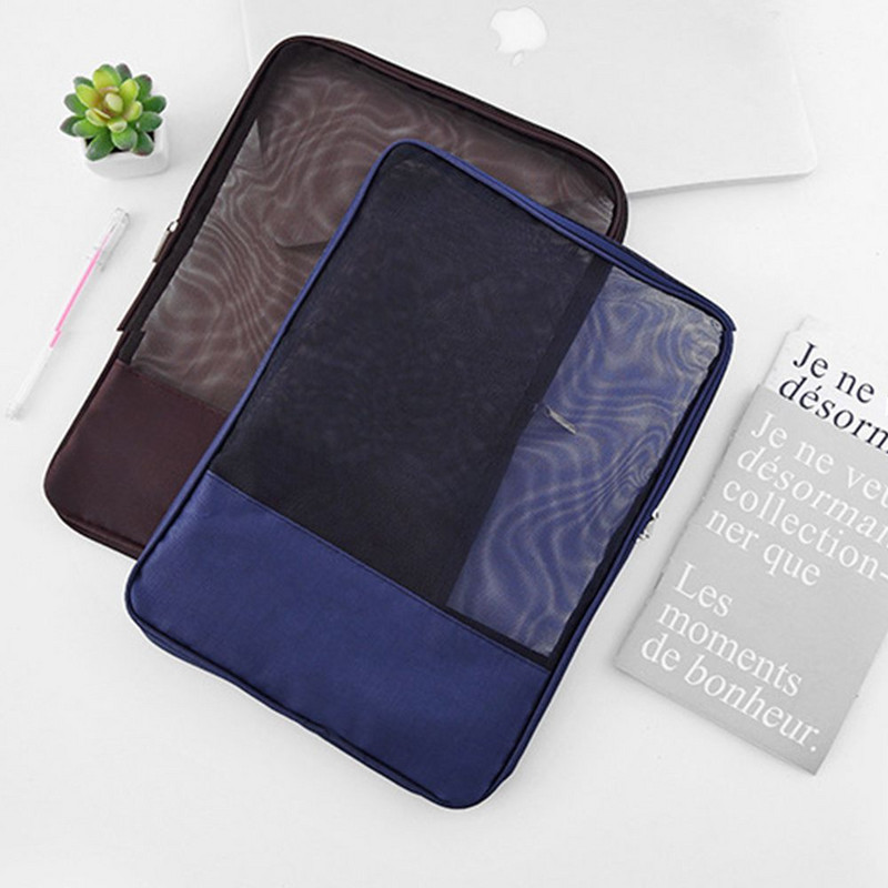 Α4 τσάντα αρχείου Διαφανές πλέγμα Διπλή σφράγιση Ασφαλής φάκελος Εγγράφων Organizer τσάντα Αποθήκευση Σχολική τσάντα γραφείου Θήκη χαρτιού για τσάντα αρχείων