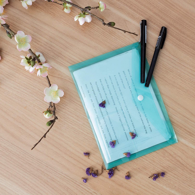 5 gab A5 polimēru aplokšņu mape ar spiedpogu, caurspīdīgs ūdensnecaurlaidīgs plastmasas dokumentu aizsargs skolas mājas biroja organizācijai