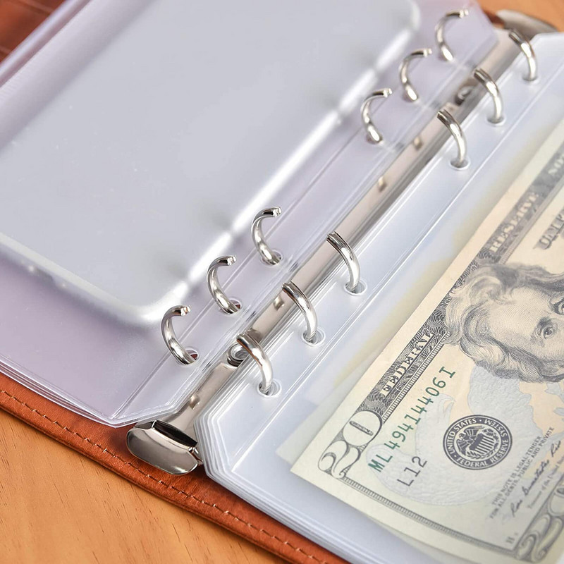 12 vnt. A6 dydžio segtuvų kišenės su užtrauktuku Pinigai biudžetiniai vokai PVC laisvų lapų maišeliai Puslapiai 6 žiedų nešiojamojo kompiuterio segtuvų aplankams