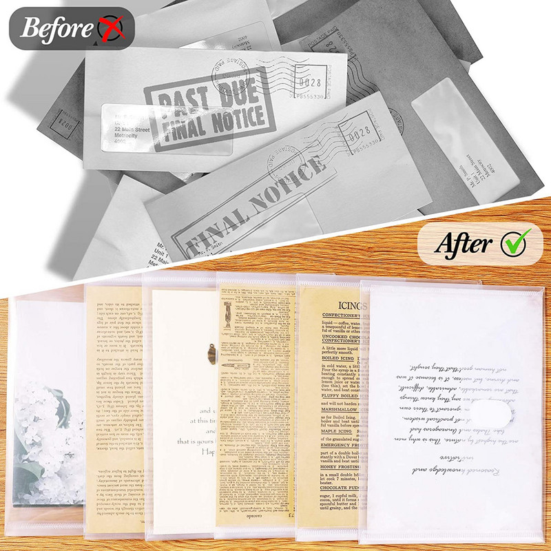 5 vnt mažų skaidraus plastiko vokų A7 dydžio skaidrių vokų aplankas su užsegamu kabliuku ir kilpos laikikliu kvito kortelei