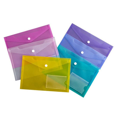 5pcs/Set A5 Poly Envelope Folder with Snap Button Clear Waterproof Plastic Document Protector Organizer for School Home Office