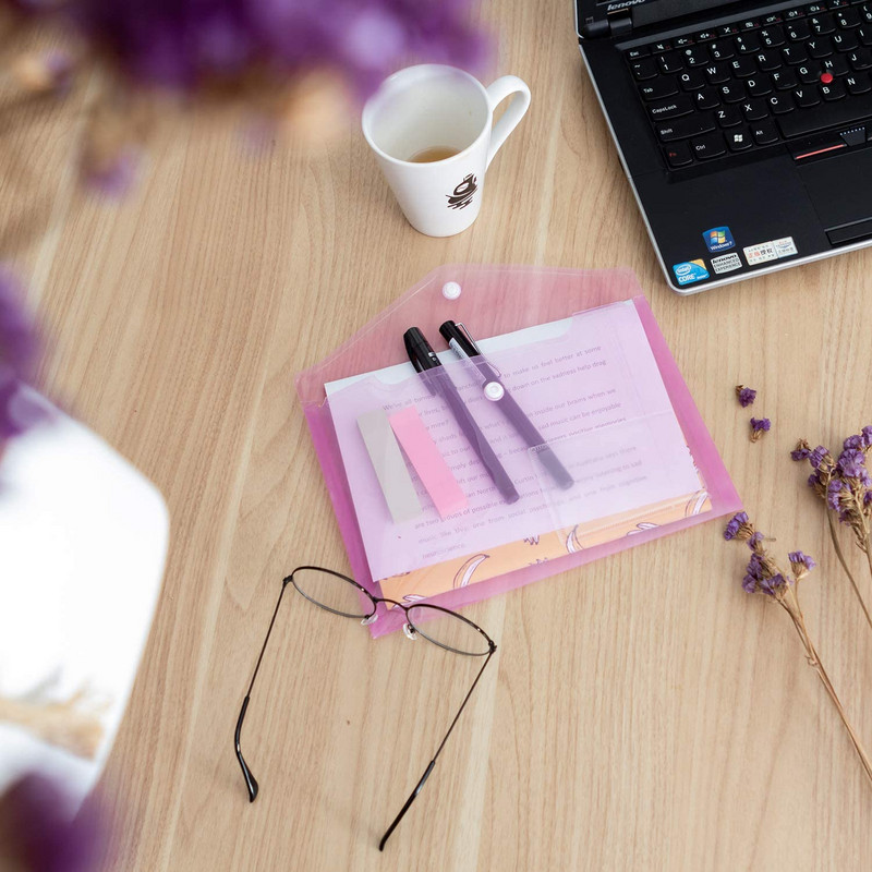 5db/szett A5-ös poliboríték mappa pattintható gombbal átlátszó vízálló műanyag dokumentumvédő rendszerező iskolai otthoni irodába