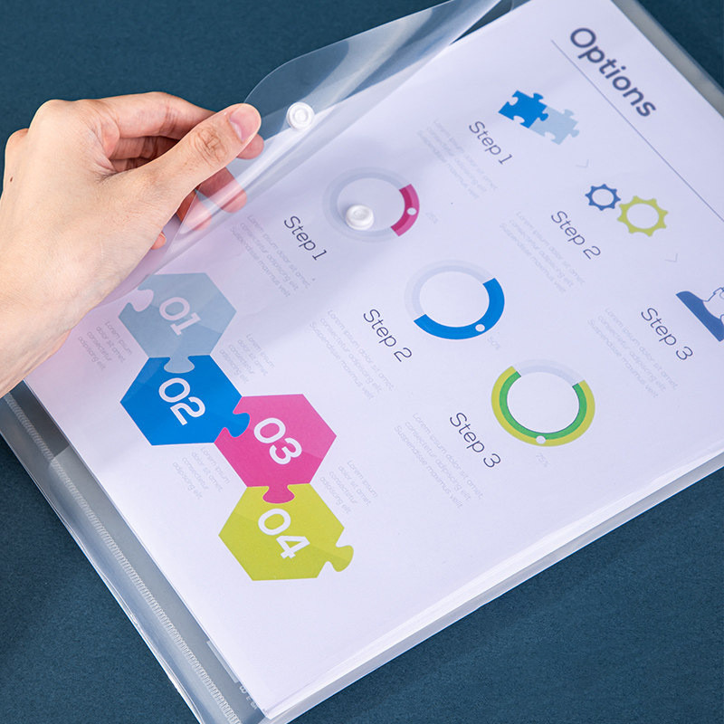 A4 permatomas dokumentų maišelis Plastikinis užsegamas krepšys studentų biuro duomenų rinkmenų maišelis sustorintas laikymo krepšys mažas ir patogus nešioti