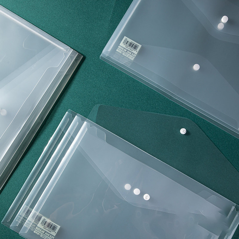 A4 permatomas dokumentų maišelis Plastikinis užsegamas krepšys studentų biuro duomenų rinkmenų maišelis sustorintas laikymo krepšys mažas ir patogus nešioti