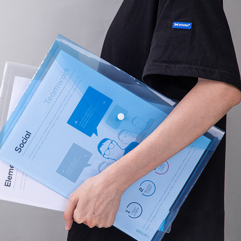 A4 permatomas dokumentų maišelis Plastikinis užsegamas krepšys studentų biuro duomenų rinkmenų maišelis sustorintas laikymo krepšys mažas ir patogus nešioti