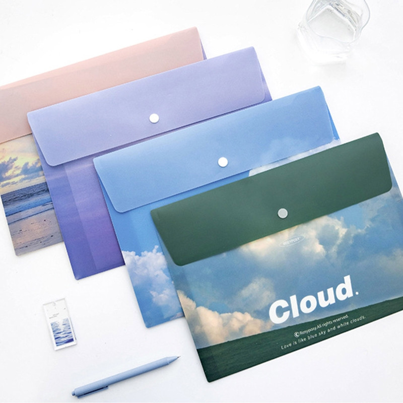 Paket od 4 izdržljive plastične omotnice veličine papira A4 Letter s kopčom, torba za mape za pohranjivanje pisaćih materijala