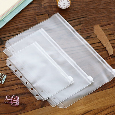 Transparent PVC Loose Leaf Budget Binder Pockets Documents Holder File Organizer Zipper Binder Pouches for Notebook 5Pcs\set