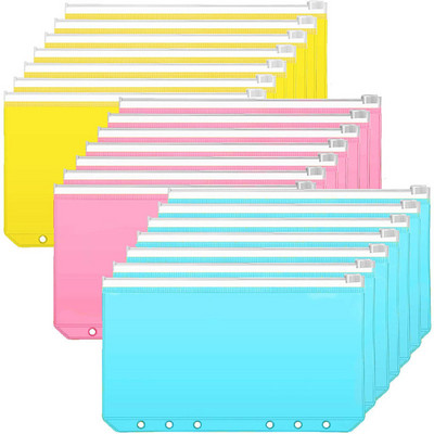 A6 köitetaskud Tõmblukk Mugav selge värvi PVC kaustad 6 rõngaga sülearvuti köitjad failid Aruanded Köitekotid Kontoritarbed
