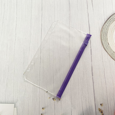A6 iesiešanas kabatas Rāvējslēdzējs Ērtas caurspīdīgas krāsas PVC mapes 6 gredzenu piezīmjdatora iesiešanas datnes Ziņojumi Iesiešanas maisiņi Biroja piederumi