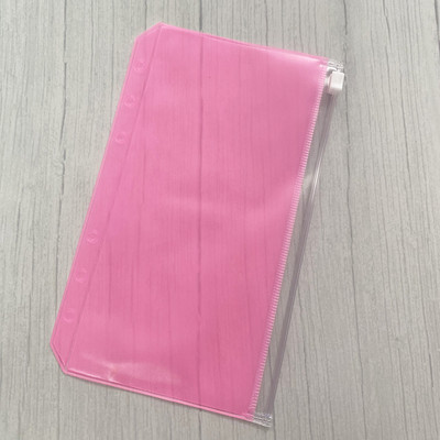 A6 iesiešanas kabatas Rāvējslēdzējs Ērtas caurspīdīgas krāsas PVC mapes 6 gredzenu piezīmjdatora iesiešanas datnes Ziņojumi Iesiešanas maisiņi Biroja piederumi