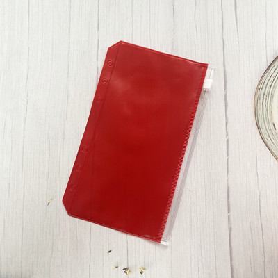 A6 iesiešanas kabatas Rāvējslēdzējs Ērtas caurspīdīgas krāsas PVC mapes 6 gredzenu piezīmjdatora iesiešanas datnes Ziņojumi Iesiešanas maisiņi Biroja piederumi