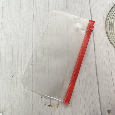A6 iesiešanas kabatas Rāvējslēdzējs Ērtas caurspīdīgas krāsas PVC mapes 6 gredzenu piezīmjdatora iesiešanas datnes Ziņojumi Iesiešanas maisiņi Biroja piederumi