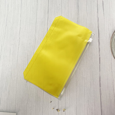 A6 iesiešanas kabatas Rāvējslēdzējs Ērtas caurspīdīgas krāsas PVC mapes 6 gredzenu piezīmjdatora iesiešanas datnes Ziņojumi Iesiešanas maisiņi Biroja piederumi
