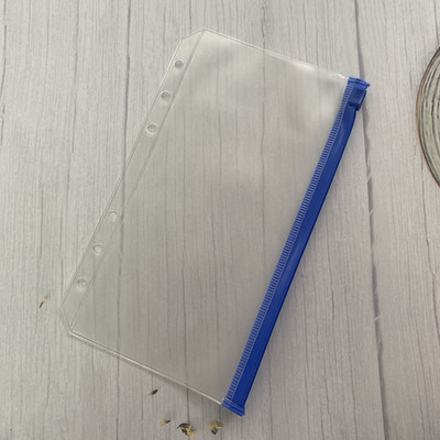 A6 iesiešanas kabatas Rāvējslēdzējs Ērtas caurspīdīgas krāsas PVC mapes 6 gredzenu piezīmjdatora iesiešanas datnes Ziņojumi Iesiešanas maisiņi Biroja piederumi