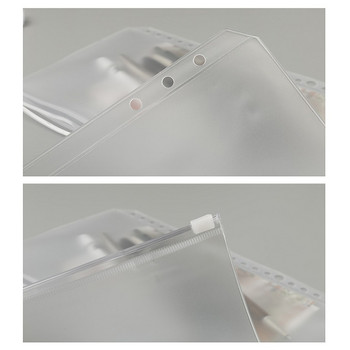 5/10 БР. Удобни прозрачни PVC A5 A6 A7 Бюджетни джобове за класьори с цип Папки за папки с 6 пръстена Класьор за преносими компютри Файлове Доклади Класьор