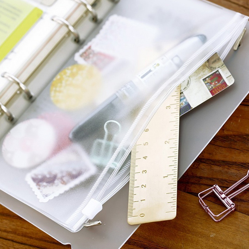 5/10 vnt. Patogus skaidrus PVC A5 A6 A7 biudžeto segtuvų kišenės su užtrauktuku.