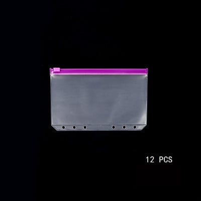 12 vnt A6 6 skylučių segtuvų kišenės vandeniui atsparūs PVC grynųjų pinigų biudžetiniai vokai, užtrauktuku užsegami segtuvų maišeliai, skirti nešiojamojo kompiuterio planuotojo kelionių segtuvams