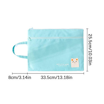 Θήκη αρχείου A4 Φορητή τσάντα με διπλό φερμουάρ Oxford τσάντα αποθήκευσης σχολικών προμηθειών για κορίτσια