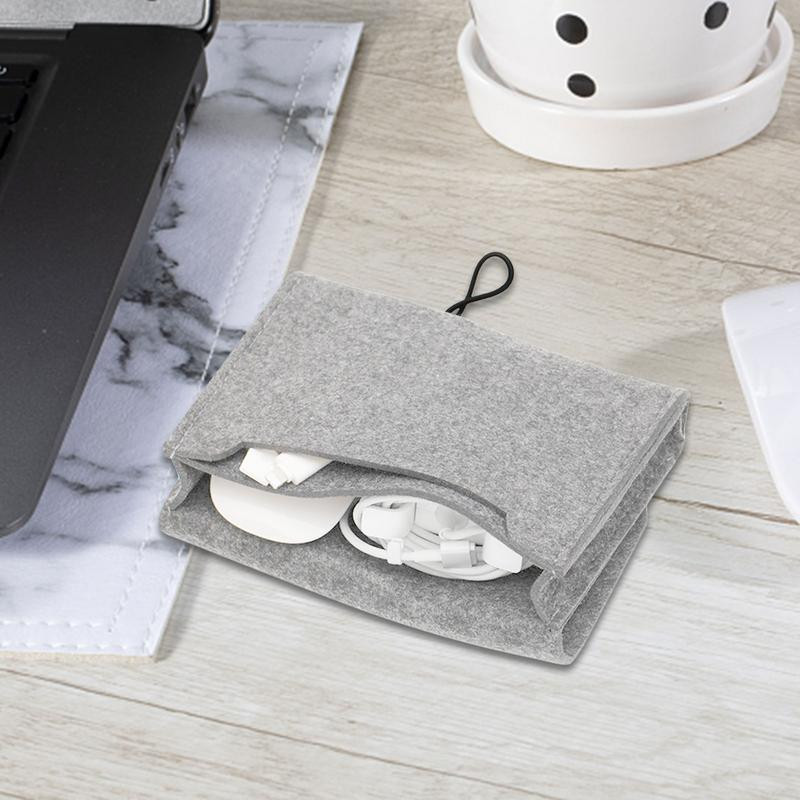 Geantă portabilă de depozitare din pâslă Carcasă mică de depozitare din pâslă, accesorii electronice, geantă organizatoare, care economisește spațiu, carcasă de protecție durabilă pentru