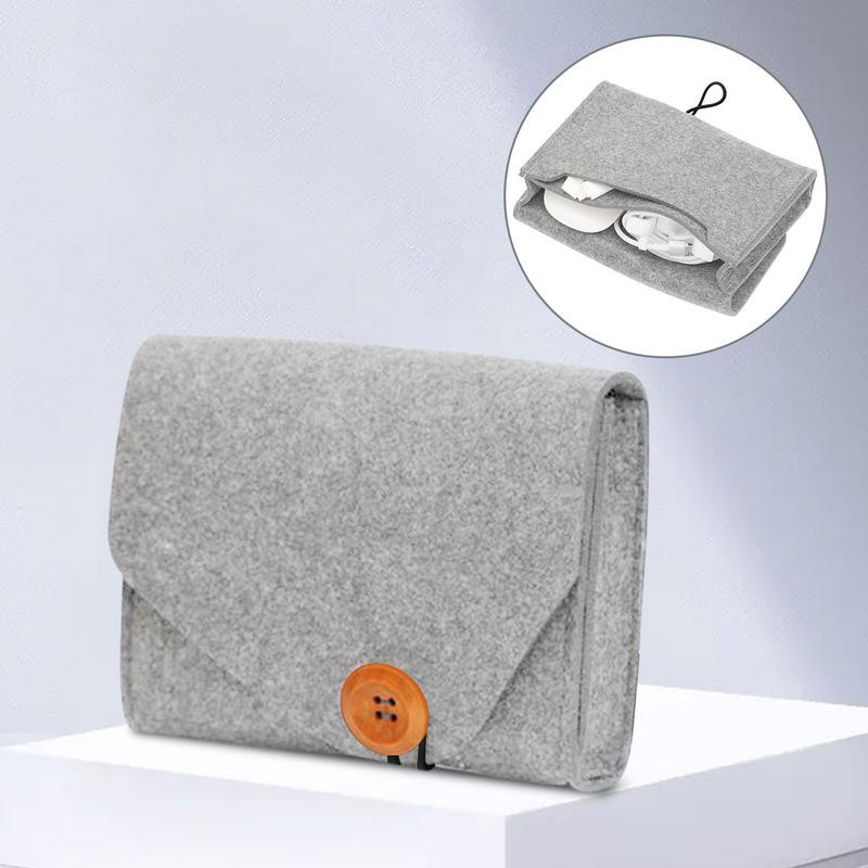 Geantă portabilă de depozitare din pâslă Carcasă mică de depozitare din pâslă, accesorii electronice, geantă organizatoare, care economisește spațiu, carcasă de protecție durabilă pentru