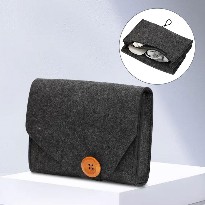 Geantă portabilă de depozitare din pâslă Carcasă mică de depozitare din pâslă, accesorii electronice, geantă organizatoare, care economisește spațiu, carcasă de protecție durabilă pentru