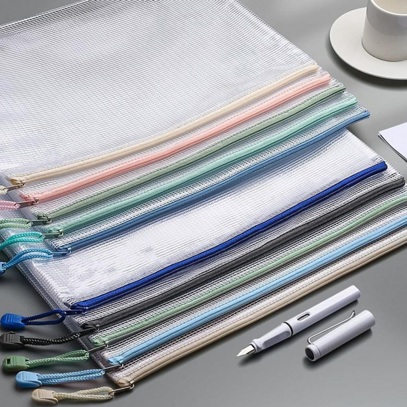 5 db-os irattartó Divatos, könnyen hordozható irattáska A4-es irattáska teszt papírhálós tárolótáska irodai kellékek