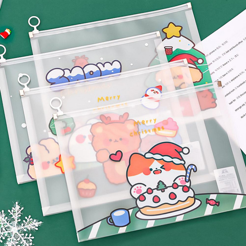 Nagyszerű A4-es méretű, aranyos karácsonyi aktatartó Átlátszó vizuális dokumentum tároló Könnyen használható iskolai kellékek