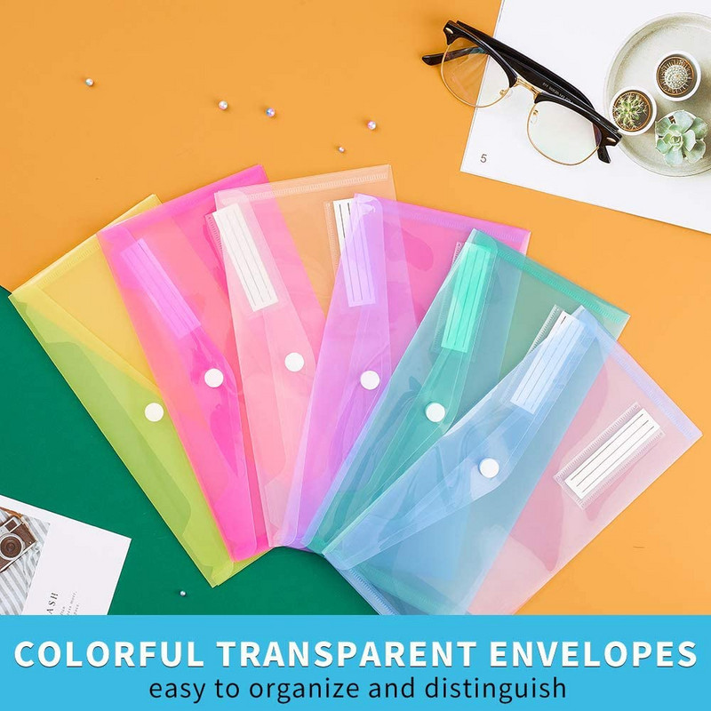 5 pakki A6 läbipaistvad ümbrikud, failikaust arvekott, silditaskuga pliiatsitasku, A6 ümbriku failikott koolikontori koduseks kasutamiseks