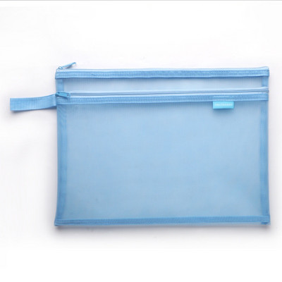 A4-es irathálós táska dokumentumok mappa átlátszó rács dupla cipzáras könnyen hordozható fogantyú irodai utazási iskola A7407