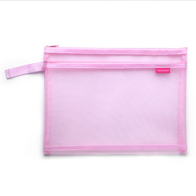 A4-es irathálós táska dokumentumok mappa átlátszó rács dupla cipzáras könnyen hordozható fogantyú irodai utazási iskola A7407