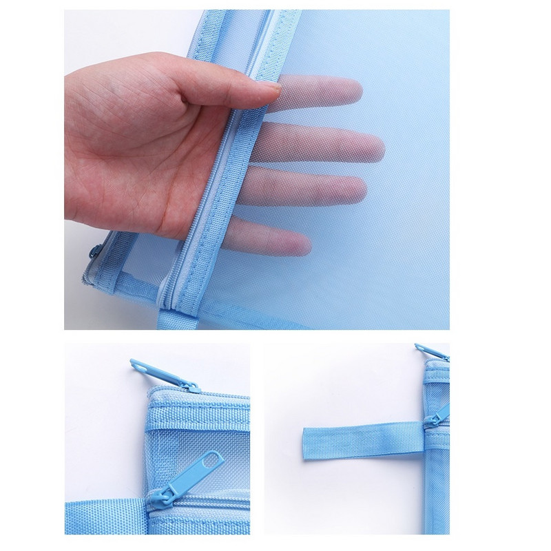 A4-es irathálós táska dokumentumok mappa átlátszó rács dupla cipzáras könnyen hordozható fogantyú irodai utazási iskola A7407