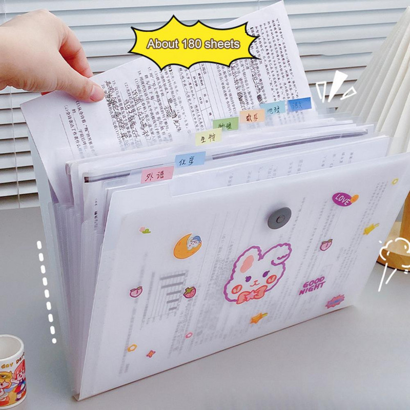 Fájlmappa többrétegű átlátszó porálló nagy kapacitású műanyag 8 rekeszes mapparendező iskolai kellék