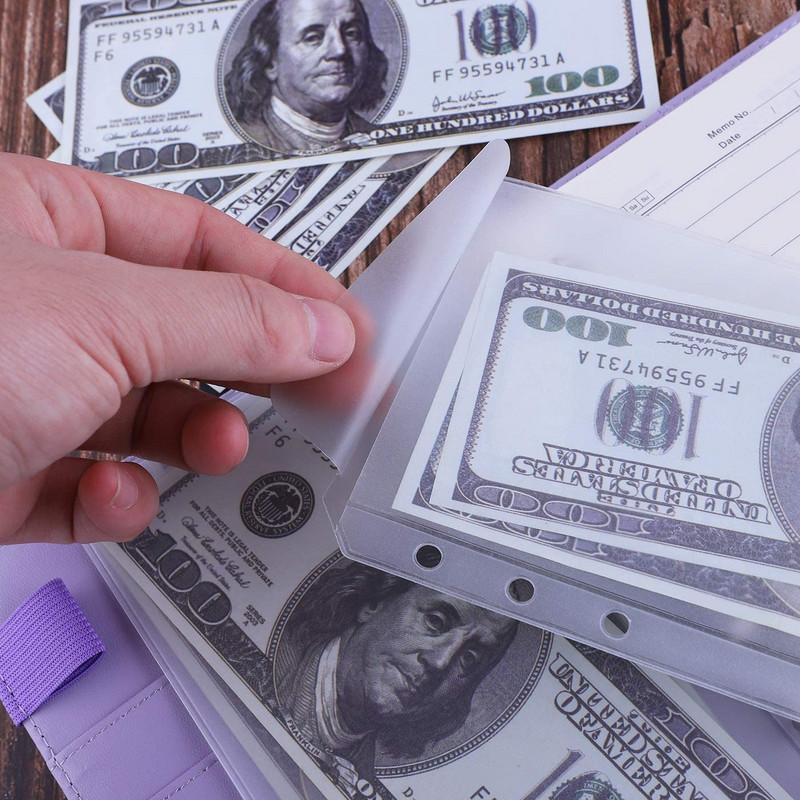 12 vnt segtuvų biudžetinės kišenės A6 dydžio 6 skylučių piniginiai biudžetiniai vokai PVC laisvų lapų maišeliai Įdėklai puslapiai 6 žiedų nešiojamojo kompiuterio segtuvui