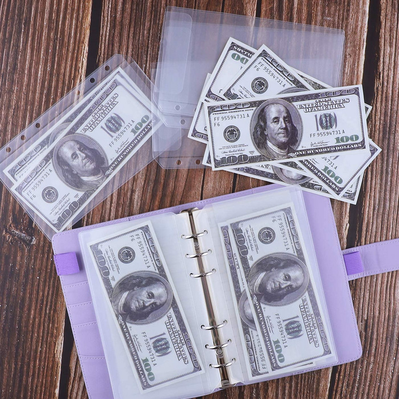 12 vnt segtuvų biudžetinės kišenės A6 dydžio 6 skylučių piniginiai biudžetiniai vokai PVC laisvų lapų maišeliai Įdėklai puslapiai 6 žiedų nešiojamojo kompiuterio segtuvui