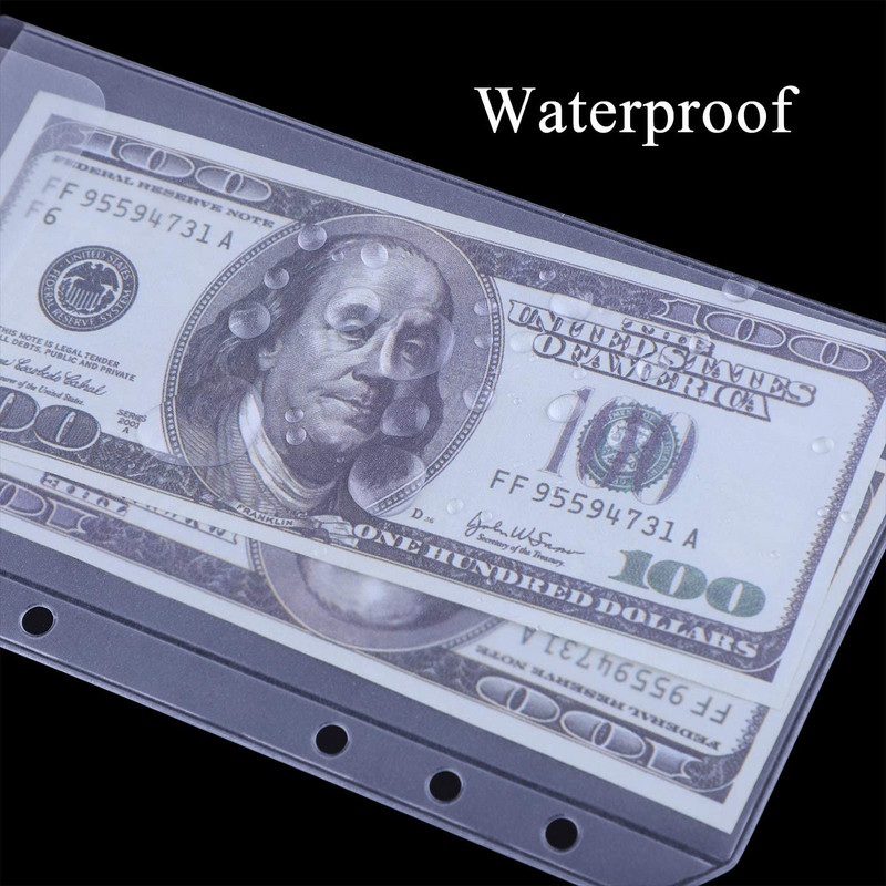 12 vnt segtuvų biudžetinės kišenės A6 dydžio 6 skylučių piniginiai biudžetiniai vokai PVC laisvų lapų maišeliai Įdėklai puslapiai 6 žiedų nešiojamojo kompiuterio segtuvui