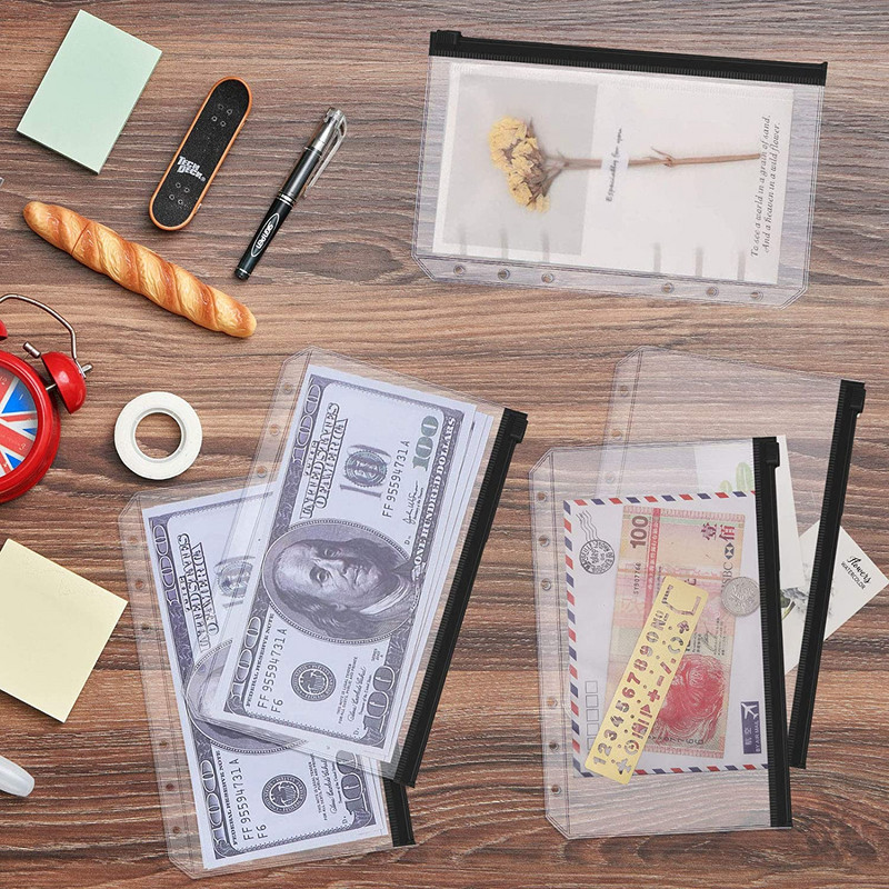 10kom/Partija A6 torbica s patentnim zatvaračem na slobodnim listovima, PVC mapa s patentnim zatvaračem sa 6 rupa za uvezivanje sa 6 prstenova, džepovi za arhiviranje proračuna, vodootporne omotnice