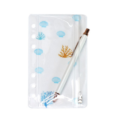 Ocean Series Shell A6 Storage Bag 6-hole φερμουάρ Δερμάτινο κέλυφος γραφείου Γραφική θήκη Τσάντα γραφείου Σχολείο γραφείου σπιτιού