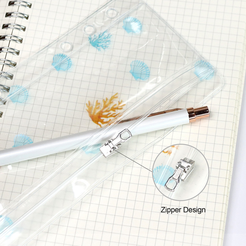 Ocean Series Shell A6 Storage Bag 6-hole φερμουάρ Δερμάτινο κέλυφος γραφείου Γραφική θήκη Τσάντα γραφείου Σχολείο γραφείου σπιτιού