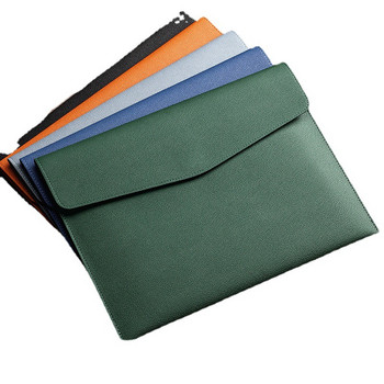 A4 Хартиена преносима кожена чанта за файлове Модна чанта за файлове Удебеляващ бутон Водоустойчива Управление на съхранението на бизнес офис документи