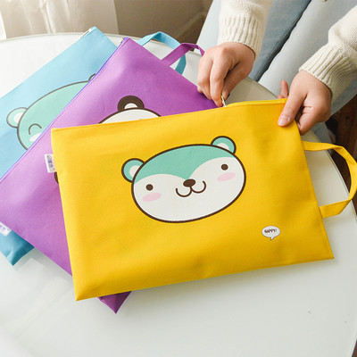 MIRUI Cartoon Bear A4 File Bag with Handle Student Simple Cute Canvas Bag Examination Paper Storage Bag for Girl ученически пособия