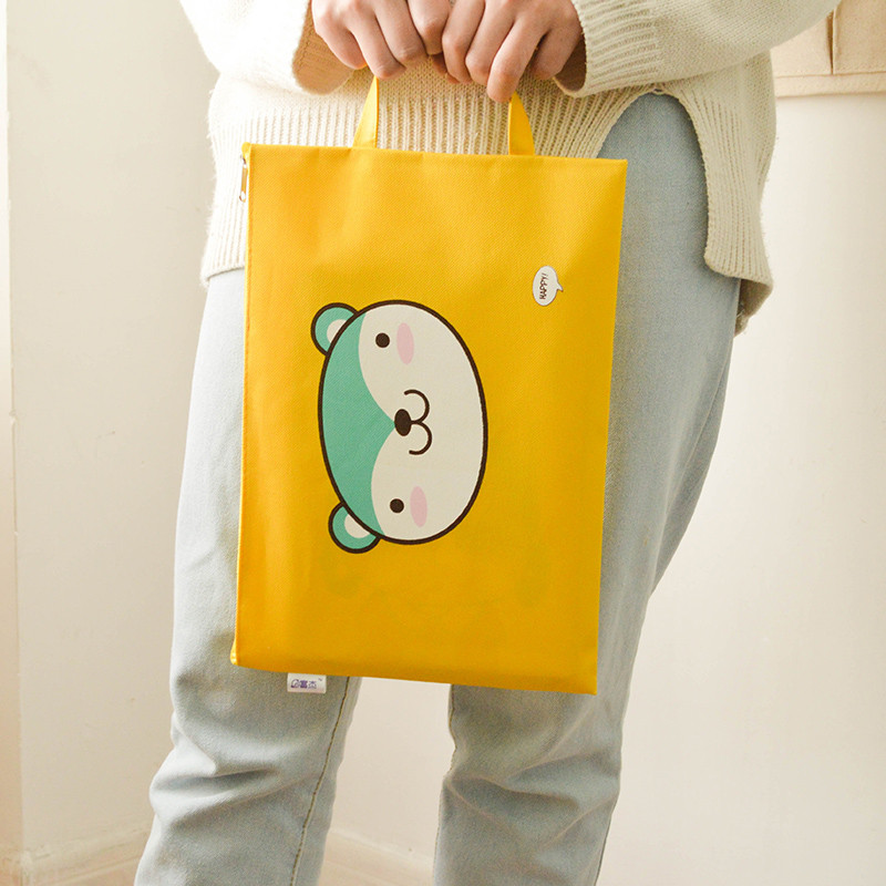 MIRUI torba za dokumente A4 s crtanim medvjedom s ručkom Jednostavna slatka platnena torba za studente Torba za pohranu papira za ispite za djevojčice, školski pribor