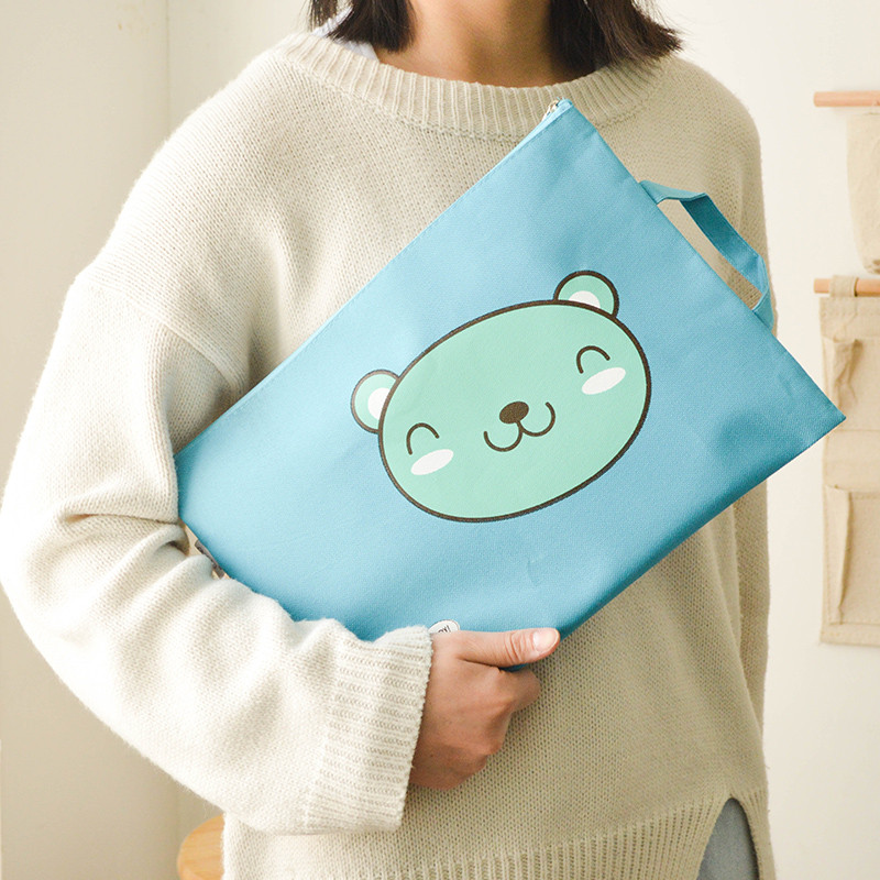 MIRUI torba za dokumente A4 s crtanim medvjedom s ručkom Jednostavna slatka platnena torba za studente Torba za pohranu papira za ispite za djevojčice, školski pribor