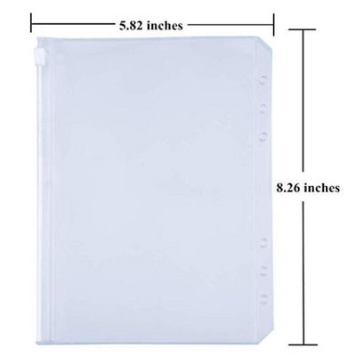 A5 A6 segtuvų palaidų lapų PVC laikymo maišelis Lipdukai Bilietų kortelės Tvarkyklės krepšys su užtrauktuku Užrašų segtuvu Pinigų vokai