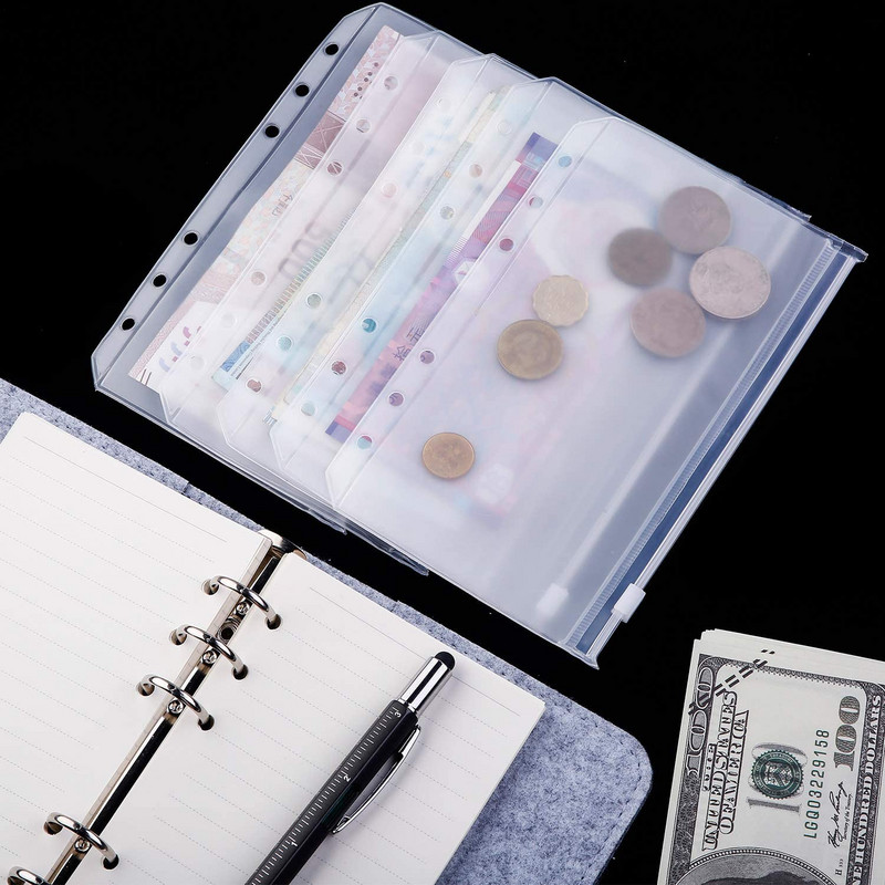 A5 A6 segtuvų palaidų lapų PVC laikymo maišelis Lipdukai Bilietų kortelės Tvarkyklės krepšys su užtrauktuku Užrašų segtuvu Pinigų vokai