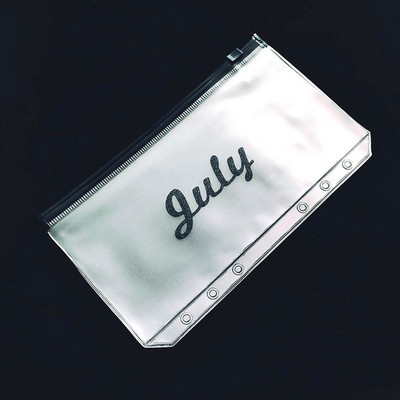 A6 Month Cash Planner Binder Pocket File Organizer Φάκελος αποθήκευσης Διαφανής θήκη με φύλλα PVC με φερμουάρ
