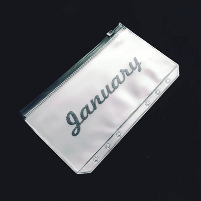 A6 Month Cash Planner Binder Pocket File Organizer Φάκελος αποθήκευσης Διαφανής θήκη με φύλλα PVC με φερμουάρ