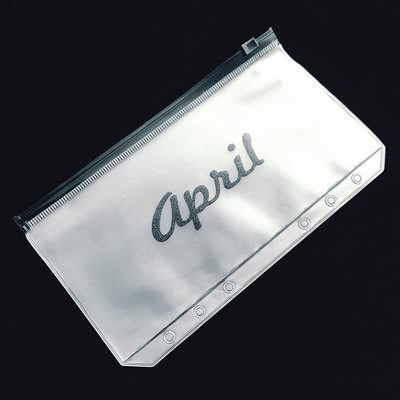 A6 Month Cash Planner Binder Pocket File Organizer Φάκελος αποθήκευσης Διαφανής θήκη με φύλλα PVC με φερμουάρ